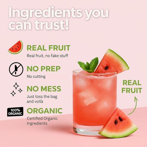 4 (2Pack) Organic Watermelon Cocktail & Mocktail Mix Drink Mixers W/ Real Fruit | Makes Drinks | Natural Flavors