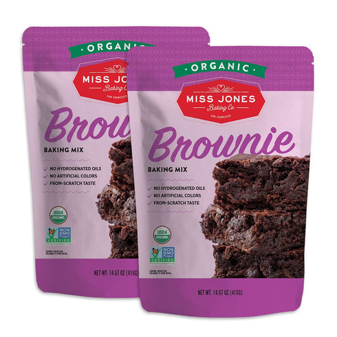 Miss Jones Baking Organic Fudge Brownie Mix, Non-GMO, Vegan-Friendly, Rich Cocoa (Pack of 2)