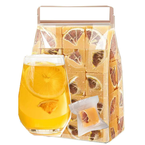 MIHUNTANG 10.93oz /310g Package Rock Sugar Lemon Tea Lemon Honey Rock Candy Yellow Lump Rock Sugar with Lemon Sugar