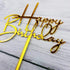 Happy Birthday Acrylic Cake Topper Decoration for Special Event, Mirror Gold