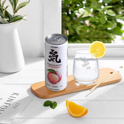 0 0 11.16 oz, Pack 24 CHI FOREST White Peach Sparkling Water, Calories and Suger Flavored Bubbly Water, Fl