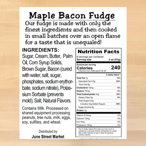 June Street Market 6 oz. Gourmet Fudge, Crafted for Indulgence, (Maple Bacon)