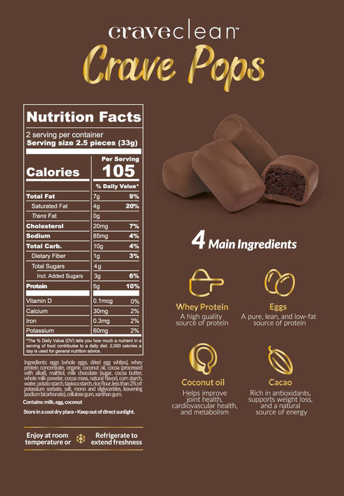 (10g), Milk Chocolate Brownie Pops (Full Case) Gluten-Free, High Protein Low Sugar, Guilt-Free Snack with Clean