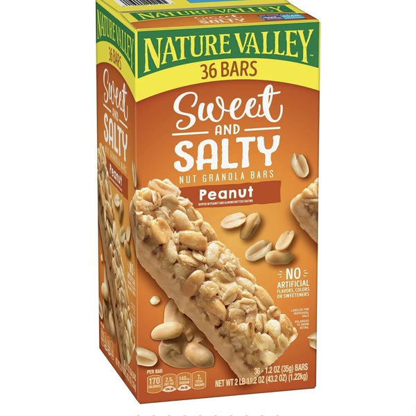 KD Chocolates Neture Valey Granola Bars, Sweet and Salty Nut, Peanut, 36 Bars, 43.2