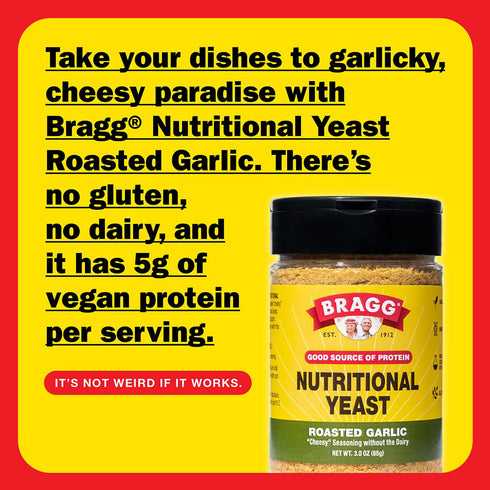 3oz 12oz Bragg Nutritional Yeast Roasted Garlic Seasoning + Bragg Nutritional Yeast Seasoning