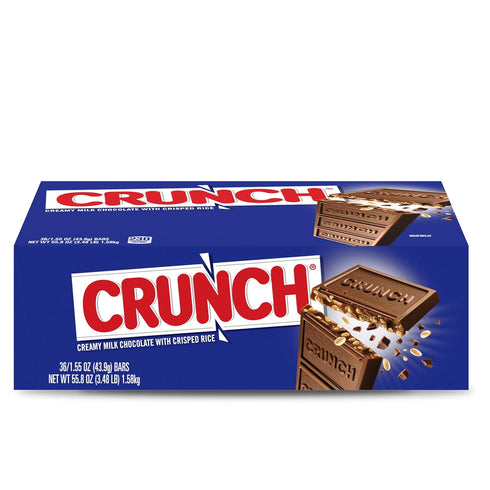 CRUNCH Full-Size Candy Bar, Creamy Milk Chocolate with Crunchy Crisped Rice, 36