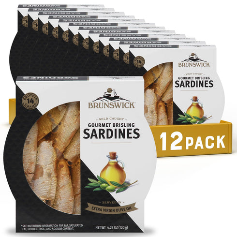 Brunswick Wild Caught Gourmet Brisling Sardines in Extra Virgin Olive Oil, 4.23