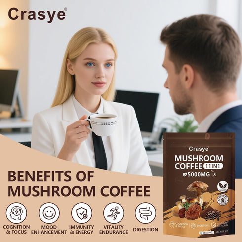 11 Immunity 5.3 Oz 30 Organic Mushroom Coffee Superfood Instant Mushrooms Coffee with Ashwagandha, Shilajit, Lion's