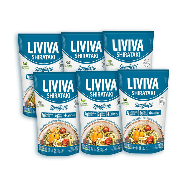 LIVIVA Shirataki Konjac Spaghetti (6 Pk) Diabetic-Friendly Low Carb, Low Calorie Pasta