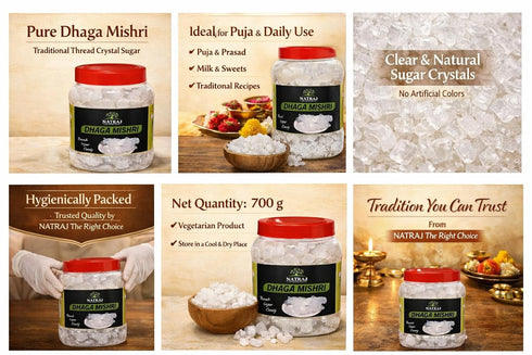 NATRAJ THE RIGHT CHOICE (700g) Dhaga Mishri For Puja | Thread Crystal Sugar | Kunja Mishri | Dora Mishri Sugar
