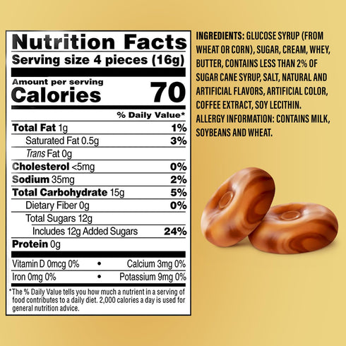 GEEOOLLAH 1lb Hard Caramel Coffee Candy, Individually Wrapped Healthy Sweet Caramel Bites for Guilt-Free Pleasure