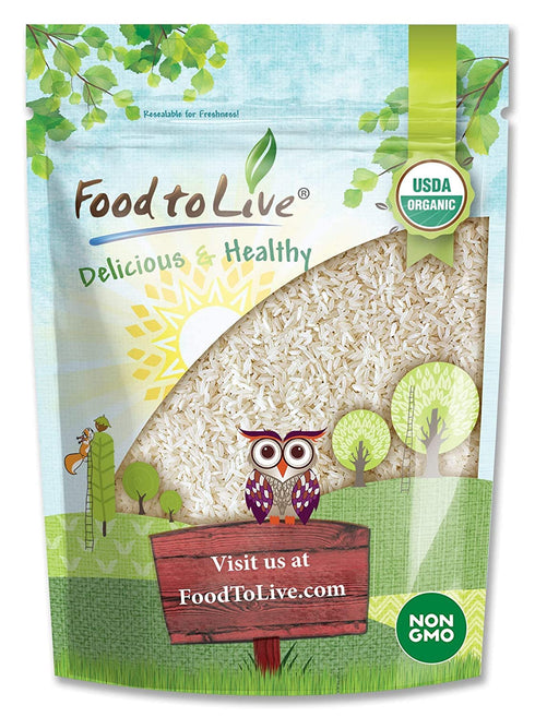 Food to Live Organic Long Grain White Rice, 5 Pounds Non-GMO, Vegan,