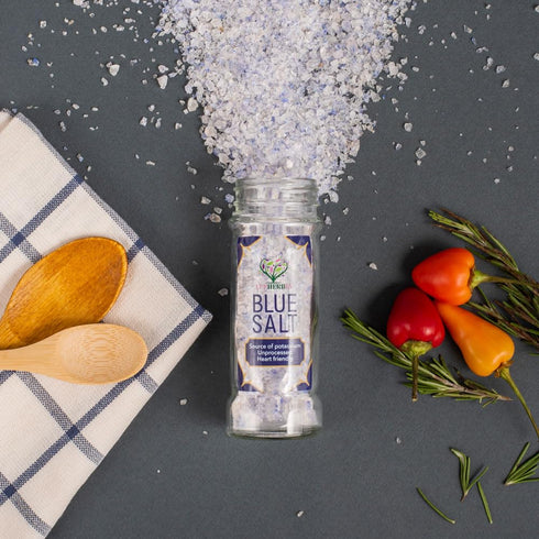 (100g EUPHERBIA Blue Salt, Coarse, Rare Mineral Salt, High Potassium, Lower Sodium, Natural, Unprocessed, Hand