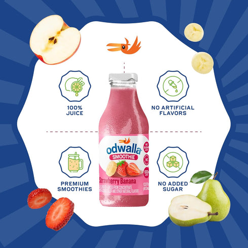 13.9 oz Odwalla Smoothie - Fruit Smoothie Mix Ready to Drink, Juice Blend, No Added Sugar, No preservatives - Glass