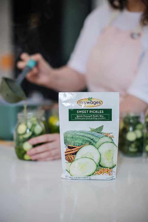 5.3 oz Packet Pack 6) Mrs. Wages Sweet Pickles Quick Process Mix, Quick and Easy, Simple-To-Use, Simple Homemade