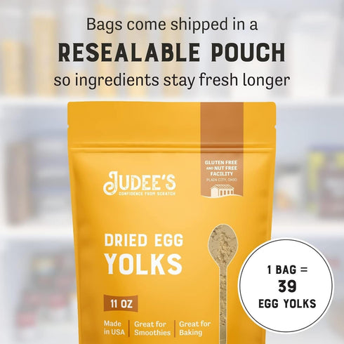 11 Oz Judee's Gluten Free Dried Egg Yolk Powder - Egg Substitute for Baking & Cooking - Protein Powder for Smoothies