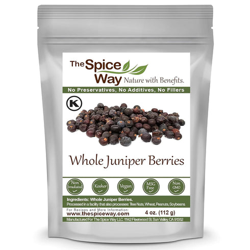 The Spice Way Juniper Berries - Whole, Non-GMO, No Additives, 4 oz, Great for Cooking and Spicing