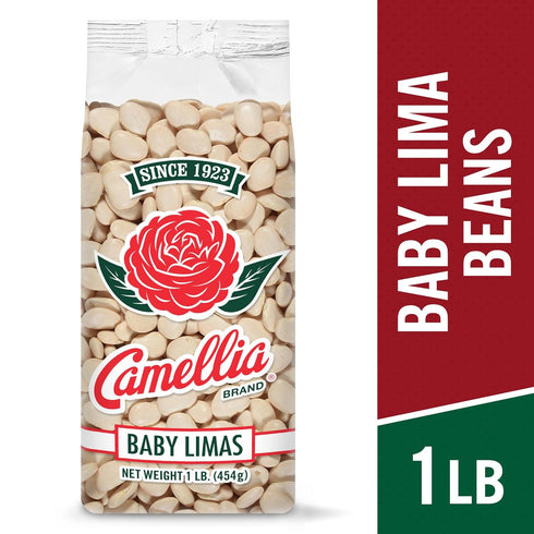 1 (Pack 6) Camellia Brand Dried Baby Lima Beans Premium Small White Butter Beans for Southern Cooking, Succotash