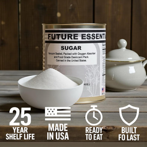 #2.5 25-Year 25 oz Future Essentials Canned White Granulated Sugar Nitrogen-Sealed Can of White Sugar for Long-Term