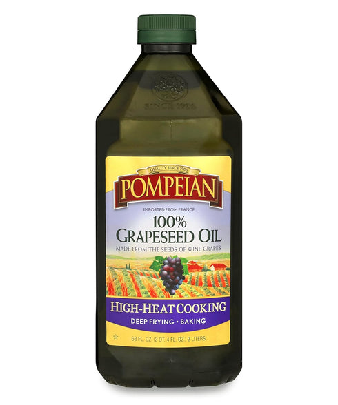 Pompeian 100% Grapeseed Oil - Light Flavor, Perfect for High-Heat Cooking, Deep Frying and Baking, 68 FL. OZ.