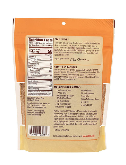 Bob's Red Mill Wheat Bran, 8oz (Pack of 1) - Vegan, Non GMO, Kosher