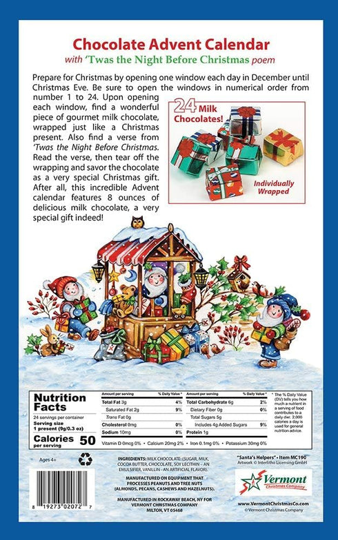 Santa's Helpers Chocolate Advent Calendar for Countdown to Christmas