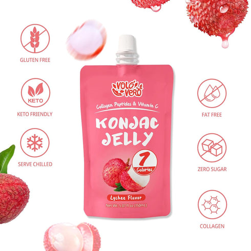 20 Packs, 0 VOLO VERO Konjac Jelly Squeeze Pouch Healthy Snacks, Low Calories, Drinkable, Gluten Free, Sugar, Keto, Low