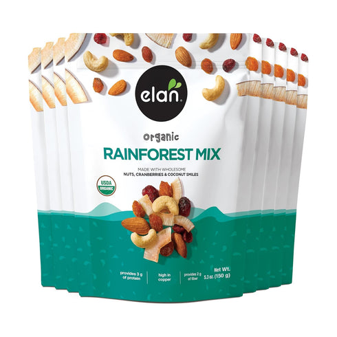 Elan Organic Rainforest Mix, Healthy Snacks, Dried Fruits (Raisins, Coconut, Dried Cranberries),
