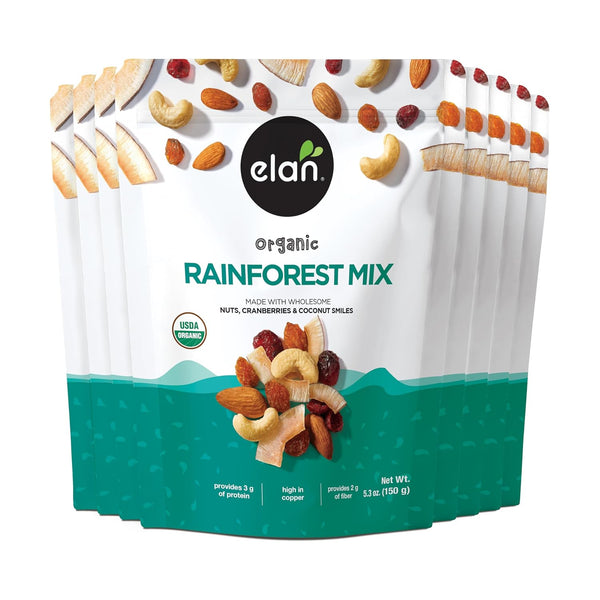 Elan Organic Rainforest Mix, Healthy Snacks, Dried Fruits (Raisins, Coconut, Dried Cranberries),