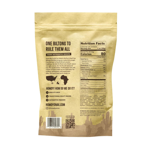 4 Pack (16oz HowdySnax Biltong Chili Bites Total) Bulk Spicy Beef Snack HighProtein Keto & Paleo No Preservatives Made