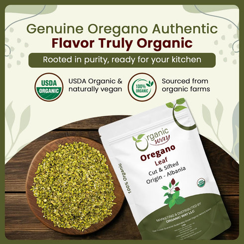 Albania (2 Oz) Organic Way Dried Oregano Leaf Cut & Sifted (Origanum vulgare) - European Wild-Harvest | Organic