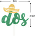 Dos Cake Topper Handmade Green Double Side Glitter Fiesta Party Decoration Supplies for Second Birthday