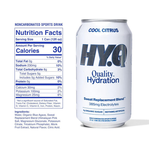 12 oz (12-Pack) HY.Q Hydration Drink, Cool Citrus, fl Canned Sports Drink, Quality Ingredients for Hydration, Sweat
