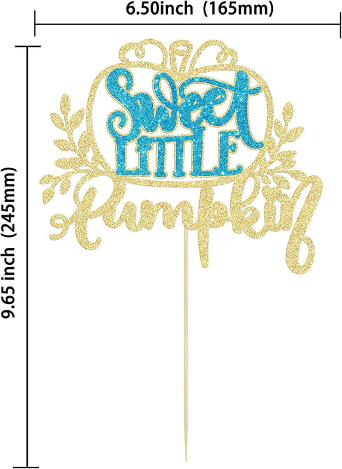 1Pc Gyufise Sweet Little Pumpkin Cake Topper Glitter Fall Theme Little Pumpkin Cake Pick Decorations for Baby Shower