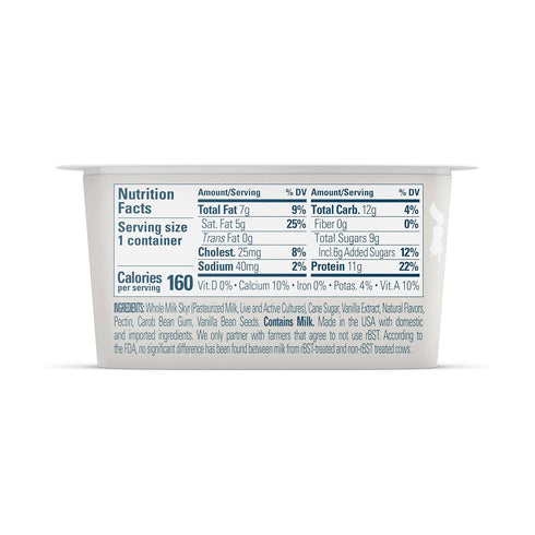 4.4 Icelandic Provisions, Yogurt Skyr Whole Milk Vanilla Bean, Ounce
