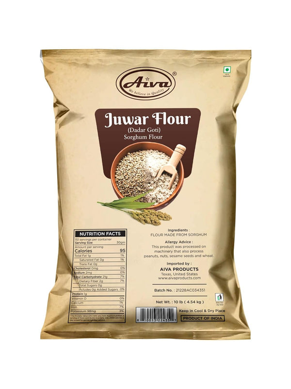 Aiva Sorghum Flour | Juvar Juwar Flour (2 LB Bulk) Premium flour