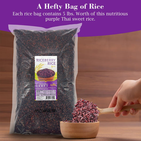 5 Lb Fusion Select Riceberry Rice - Nutrient-Dense Purple Whole Grain Rice Rich in Fiber & Anthocyanins - Subtly Sweet