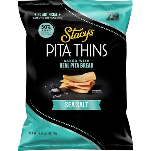Stacys Pita Thins, Sea Salt, No Artificial Colors or Flavors, 6.75oz Bag