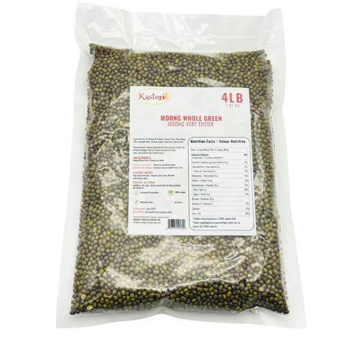Kasturi (4 Lbs /1.81 /64 Oz) Moong Whole Green | Whole Green Mung Beans | Vegan Plant Protein | Non-GMO Dried | Healthy