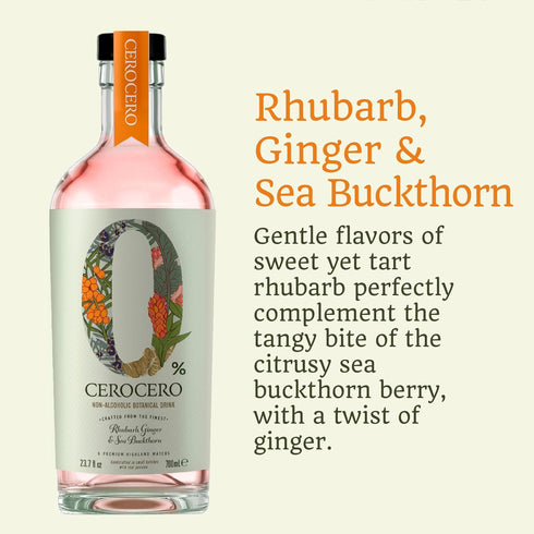 (700ml) CeroCero Rhubarb, Ginger & Sea Buckthorn Non Alcoholic Gin, Crisp and Refreshing Premium Non Alcoholic Spirits