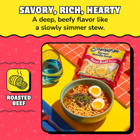 Meals,3 Oz,(Pack 48) Maruchan Ramen Roast Beef,Instant Ramen Noodles,Ready to Eat