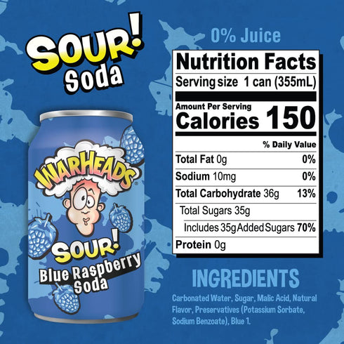 Pack 5, 12oz Pack) WARHEADS SODA - Sour Fruity Soda with Classic Warheads Flavors Perfectly Balanced Sweet and Sour