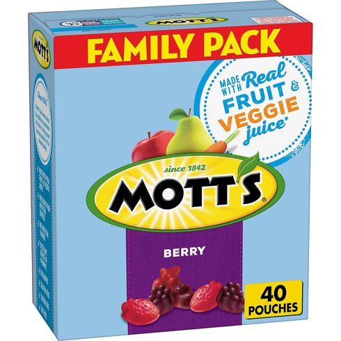 Mott's Fruit Flavored Snacks, Berry, Gluten Free Snack, Family Pack, 40 Ct,