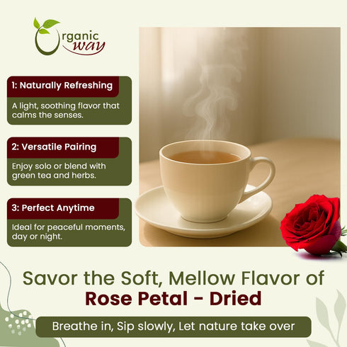 100% (1LBS 16Oz.) Organic Way Rose Petals Dried (Rosa Centifolia) - Pure, Edible & Fragrant for Tea | USDA & Kosher
