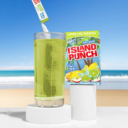 10-Count (12 Pack) 120 Packets Wylers Light Island Punch Singles To Go, Lemon Lime Paradise, per Box Low Calorie
