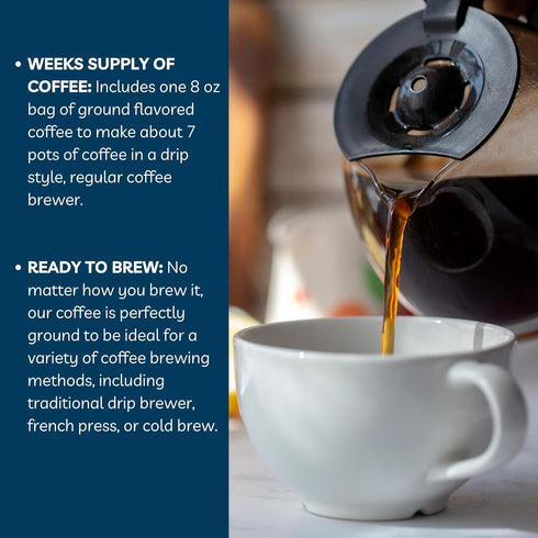 County 8 oz Spring-Summer 100% Door Coffee Raspberry Almond, Flavored Coffee Ground - Bag - Seasonal - Medium Roast
