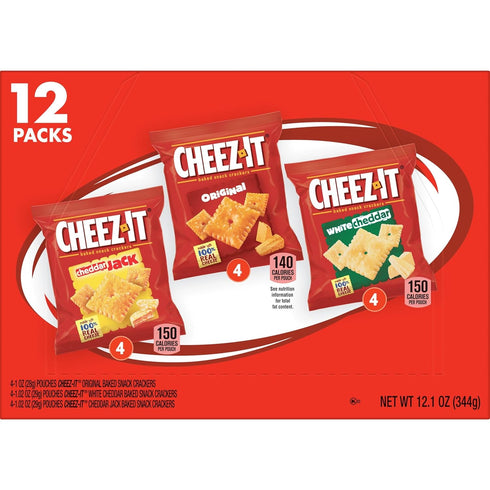 Pack, 12.1oz (12 Packs) Cheez-It Cheese Crackers, Baked Snack Crackers, Lunch Snacks, Variety Box