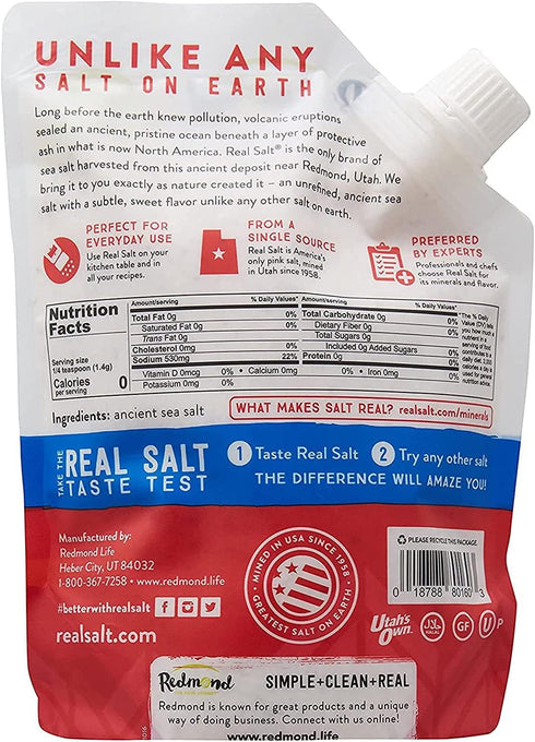 16 (3 Pack) Redmond Real Kosher Salt, Ounce Pouch