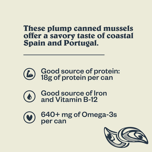 18g Patagonia Provisions - Smoked Mussels in Extra Virgin Olive Oil | Responsibly sourced | Protein per tin & Gluten