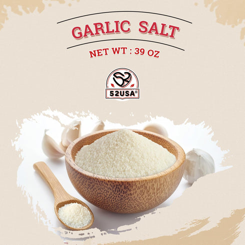52USA 39 Ounce(1.1 Garlic Salt kg), Garlic Salt Bulk Seasoning, Fine Ground Salt Garlic, No MSG Added, Non-GMO, Kosher